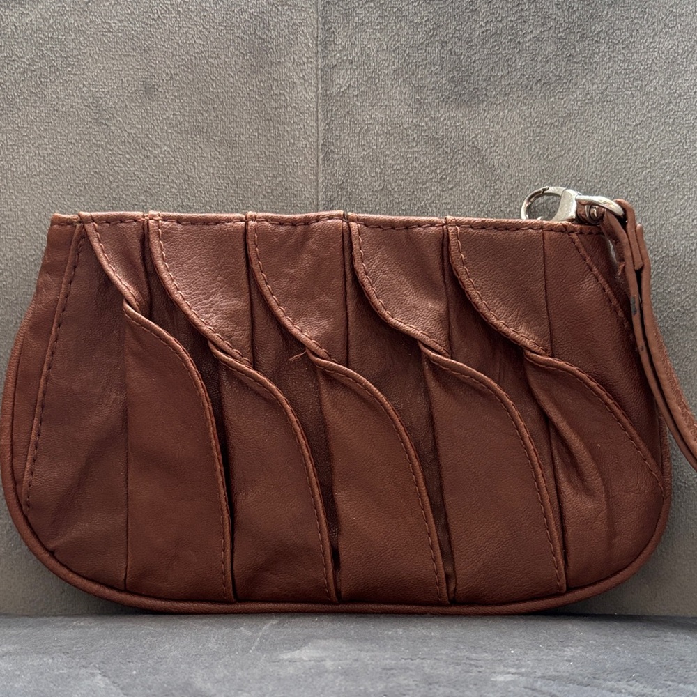 GUC New York and Company Elegant Brown Leather Clutch